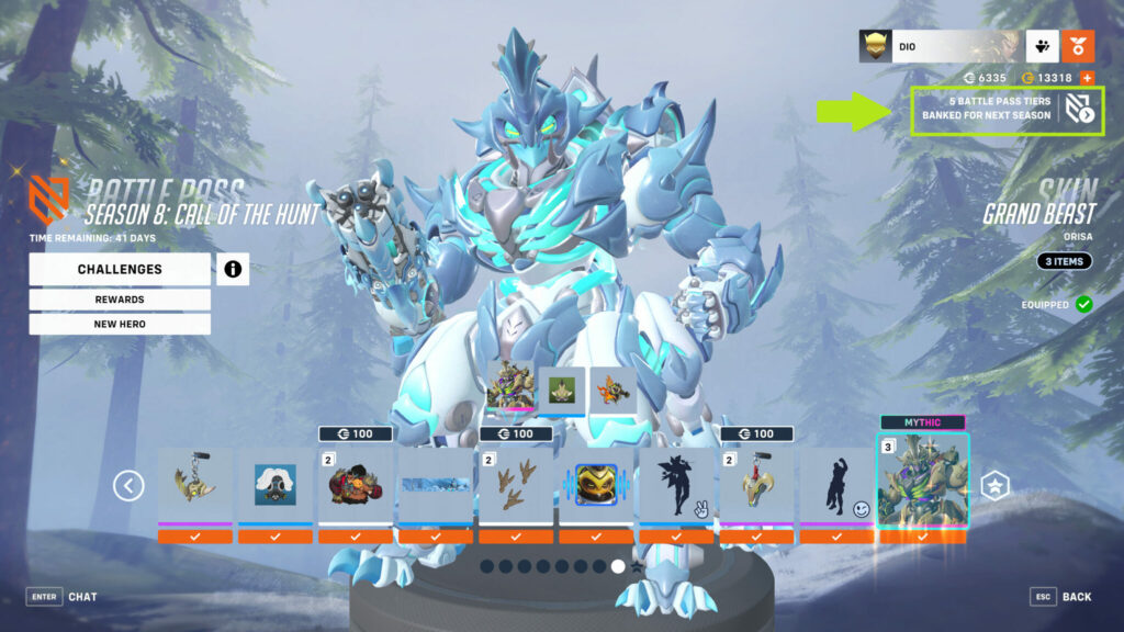 After reaching tier 80, Overwatch 2 Battle Pass tier skips are banked for next season 