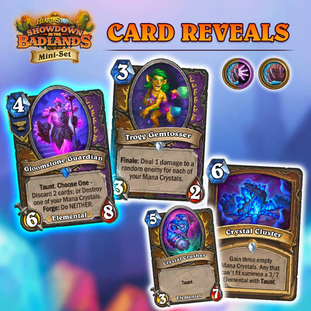Gloomstone Guardian, Trogg Gemtosser, Crystal Cluster, and Crystal Crusher