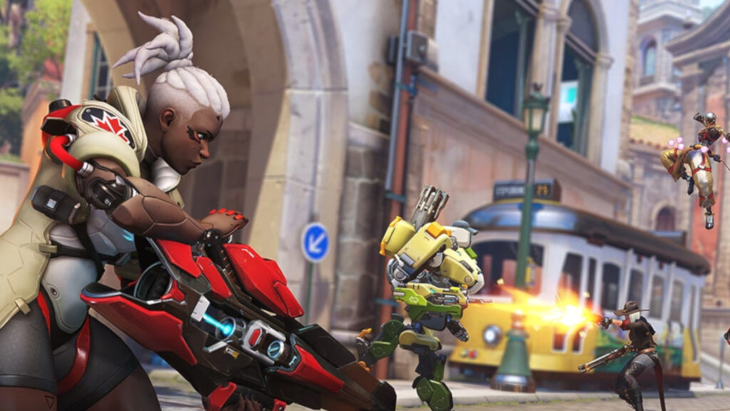 Sojourn, Bastion, Ashe, and Zenyatta in Overwatch 2