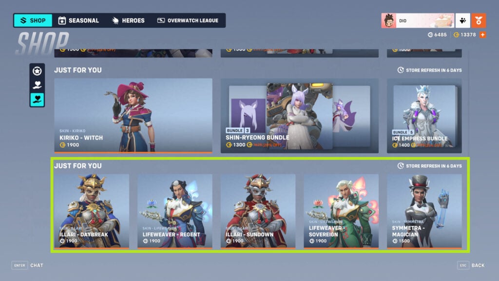 Buying Overwatch 2 skins with Overwatch Credits