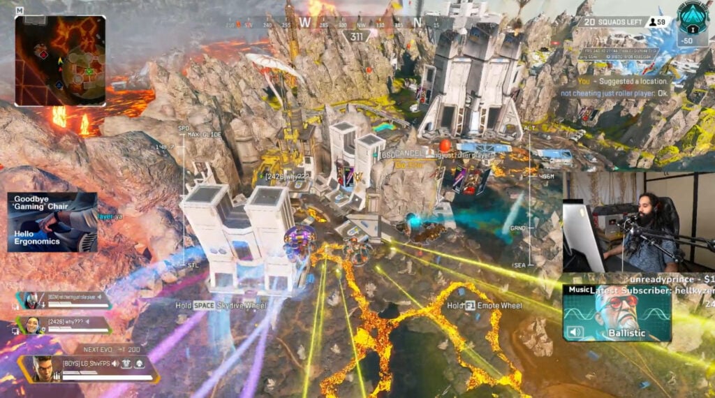 ShivFPS playing Apex Legends during a livestream