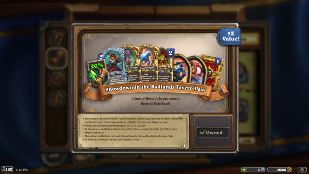Hearthstone Tavern Pass screenshot