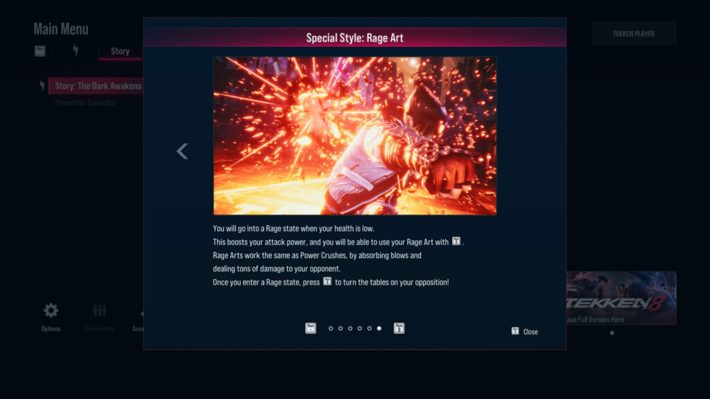 Tekken 8 Special Style Rage Art information 