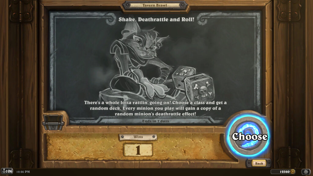 Shake, Deathrattle and Roll Tavern Brawl chalkboard 