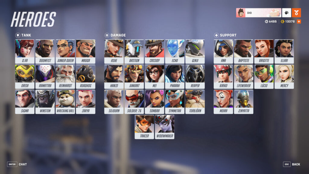 Current roster of Overwatch 2 heroes