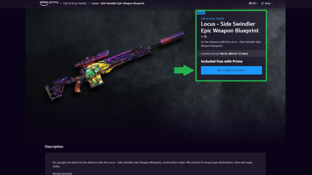 Call of Duty Mobile Locus - Side Swindler Epic Weapon Blueprint