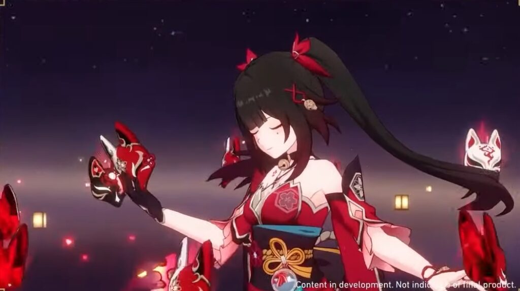 A photo of Sparkle from Honkai Star Rail holding her mask