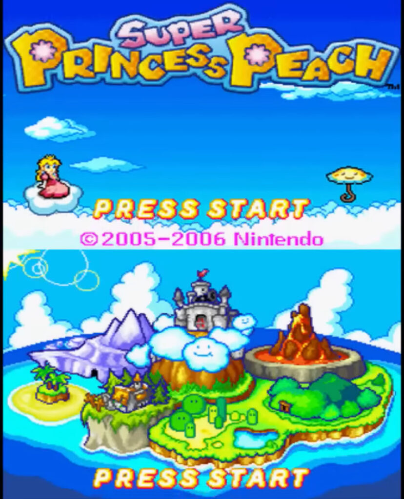 Press Start screen of Super Princess Peach