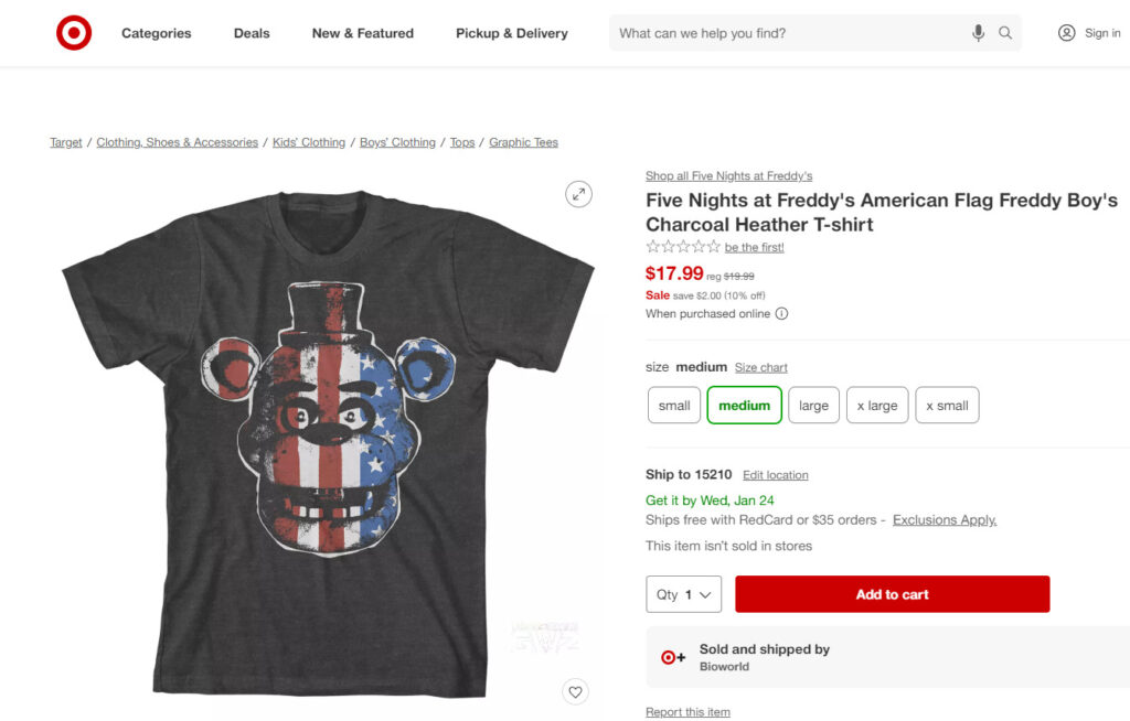 Fazbear's face with the stars and stripes painted on 