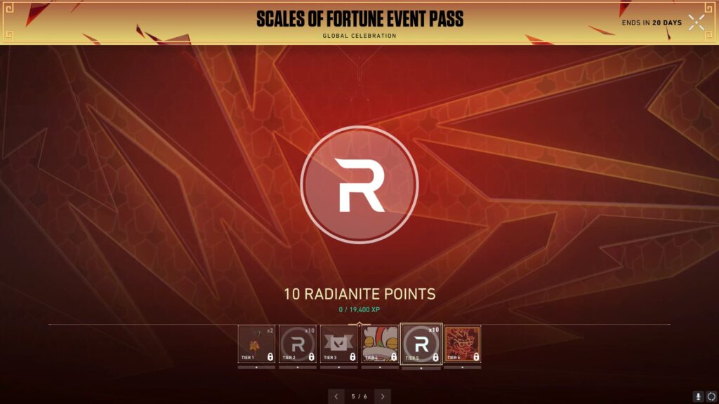 10 Radianite Points earned in the VALORANT Scales of Fortune Event Pass.