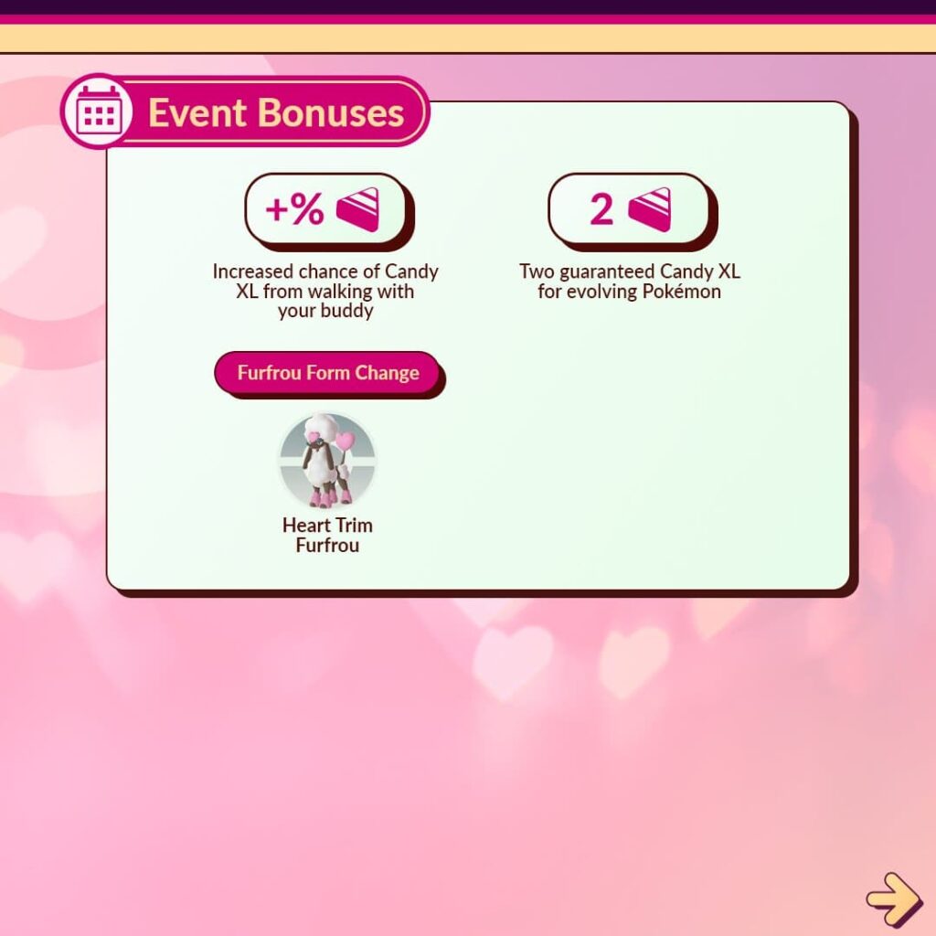 A look at event bonuses and the HEart Trim Furfrou for the Pokemon GO Carnival of Love event.