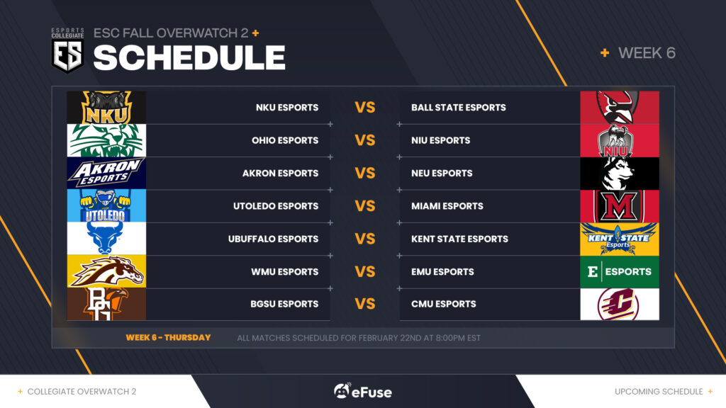 ESC Fall Overwatch Week 2 Schedule.
