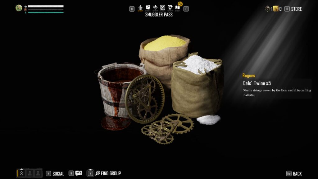 Eels' Twine x5 in the Skull and Bones Season 1 Smuggler Pass.