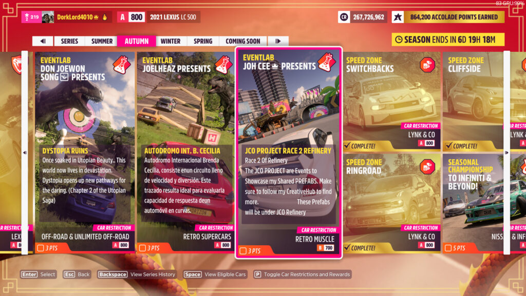 Autumn playlist points