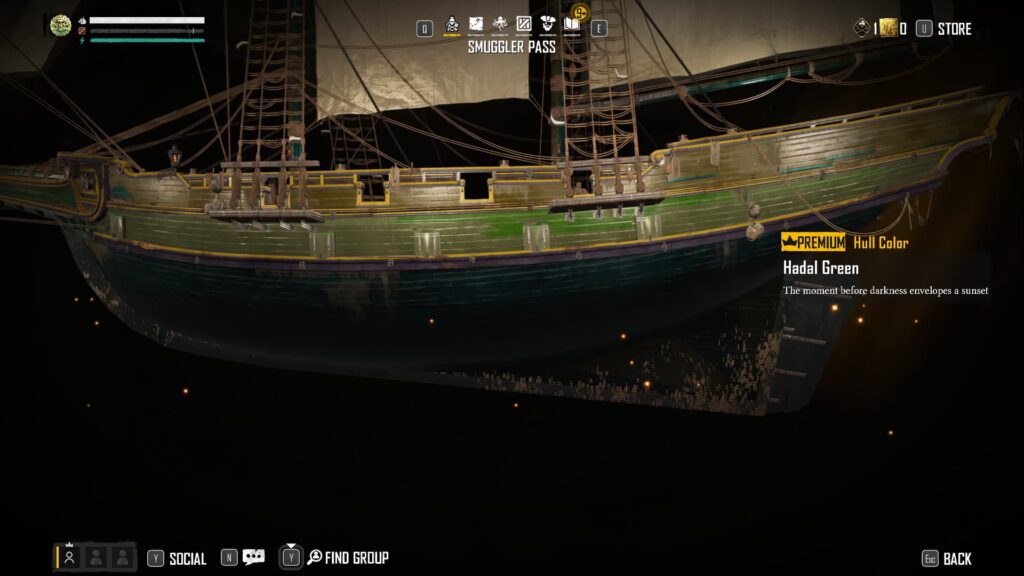 Hadal Green in the Skull and Bones Season 1 Smuggler Pass.