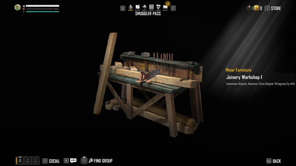 Joinery Workshop I in the Skull and Bones Season 1 Smuggler Pass.