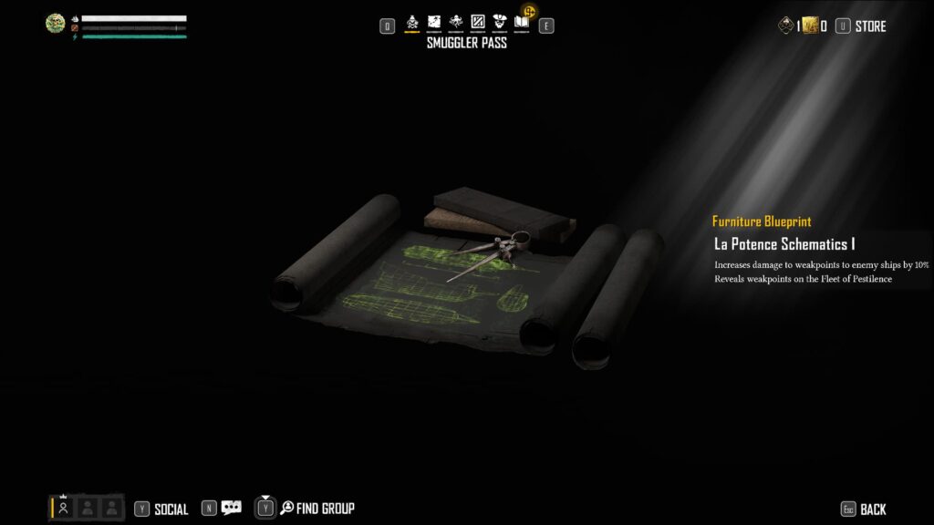 La Potence Schematics I in the Skull and Bones Season 1 Smuggler Pass.