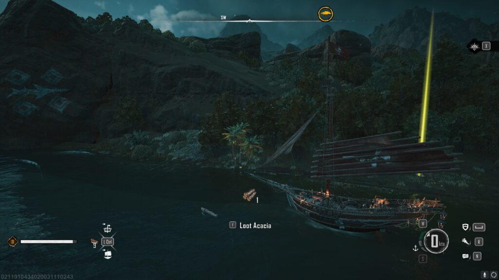 A player is prompted to loot some Acacia from the ocean in Skull and Bones.