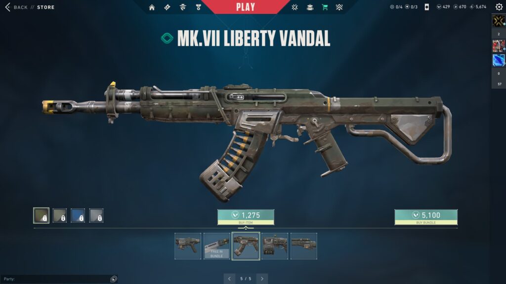 The VALORANT MK. VII Liberty Vandal.