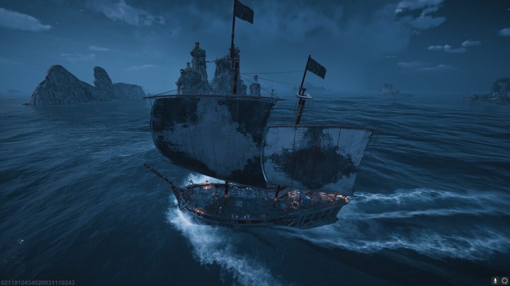 A Padewakang sets sail from a dock in Skull and Bones.