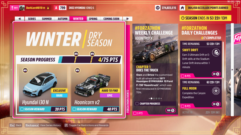 The Hyundai i30 N and the Hoonicorn V2 are the Winter Playlist rewards for Forza Horizon 5 series 30.