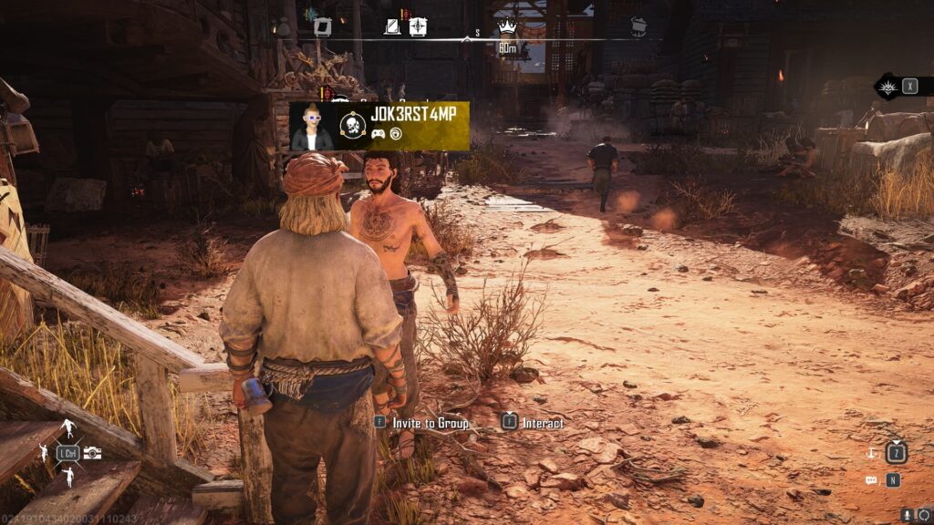 A player approaches another with the option to interact or add them to a group in Skull and Bones.