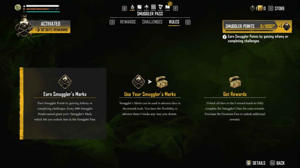 The rules for the Skull and Bones Season 1 Smuggler Pass.