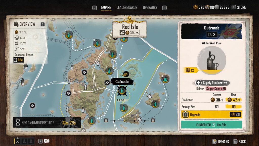 An overview of a pirate's smuggling operations in Skull and Bones.