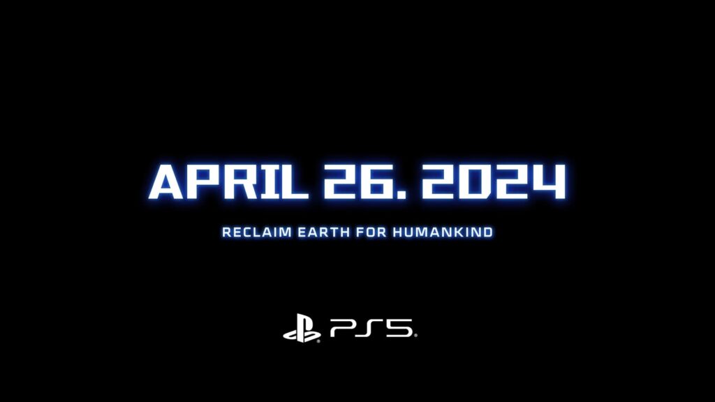 The date of April 26, 2024, the PS5 logo, and a quote of "Reclaim Earth for Humankind."