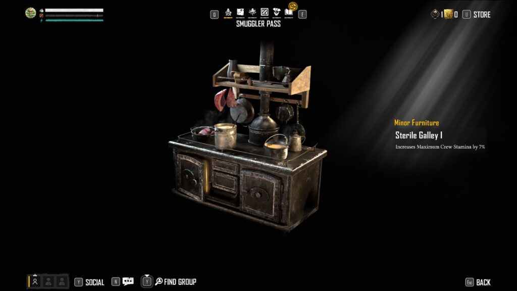 Sterile Galley 1 in the Skull and Bones Season 1 Smuggler Pass.