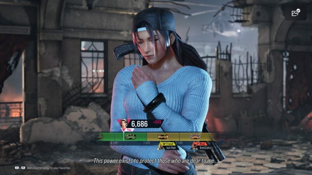 Post-match Dan XP bar ft. Jun from Tekken 8