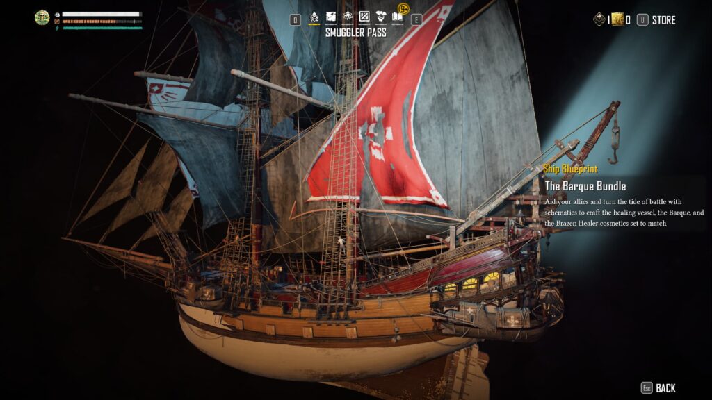 The Barque Bundle in the Skull and Bones Season 1 Smuggler Pass.