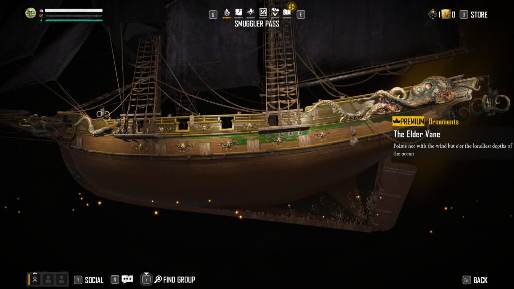 The Elder Vane in the Skull and Bones Season 1 Smuggler Pass.