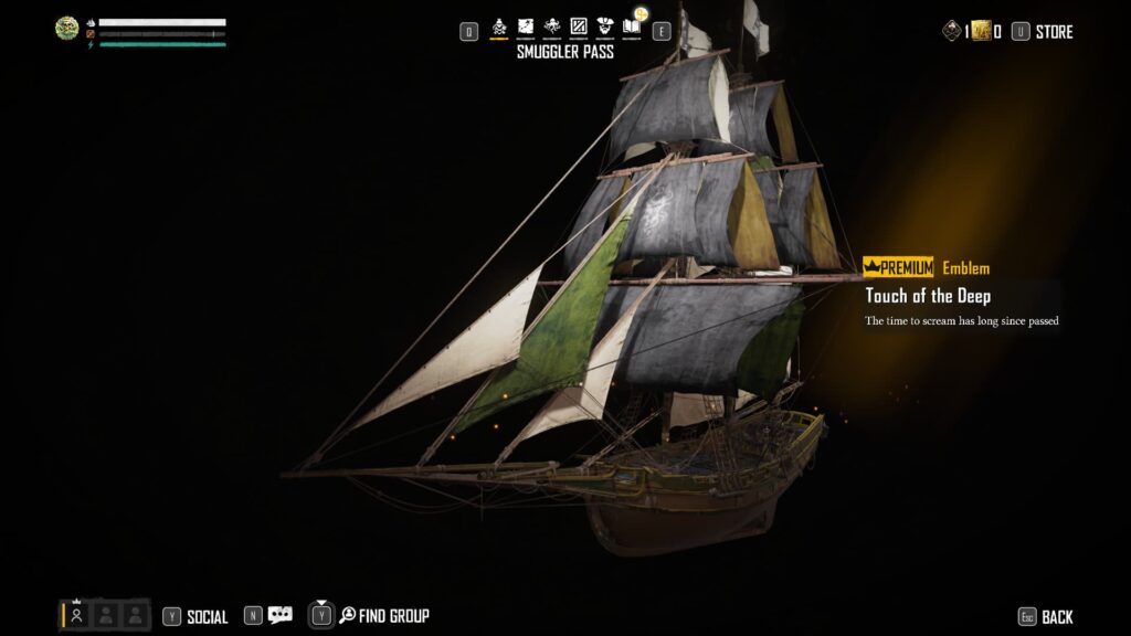 Touch of the Deep in the Skull and Bones Season 1 Smuggler Pass.