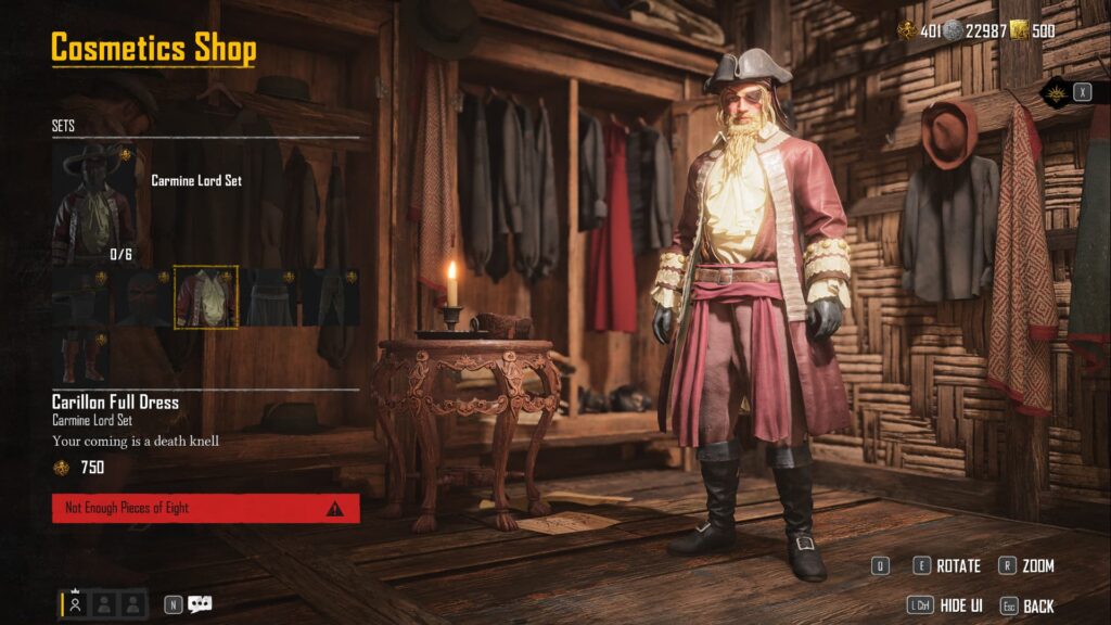 The Vanity Atelier shows the Carmine Lord Set, available for Pieces of Eight in Skull and Bones.