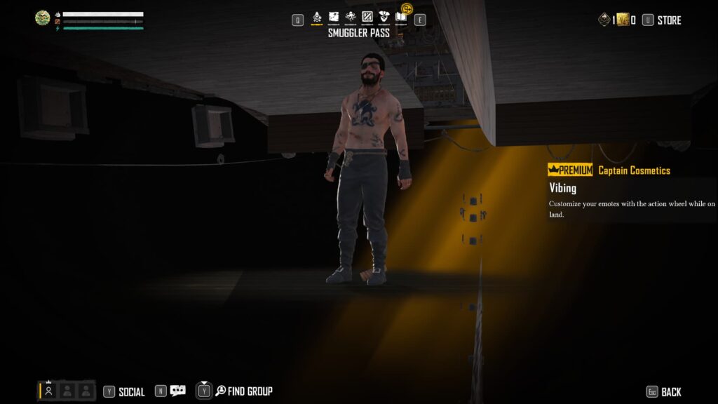 Vibing in the Skull and Bones Season 1 Smuggler Pass.