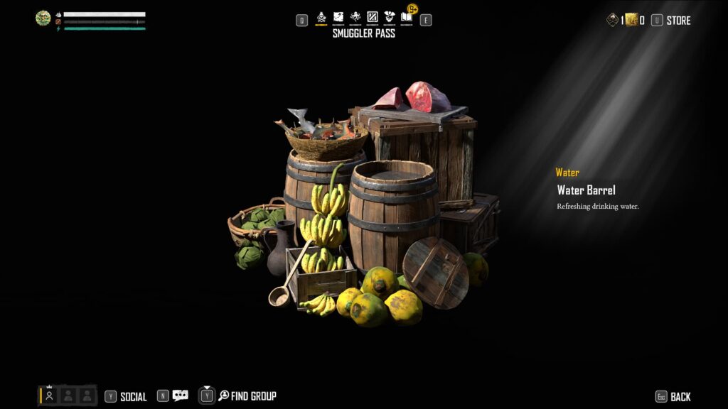 A Water Barrel in the Skull and Bones Season 1 Smuggler Pass.