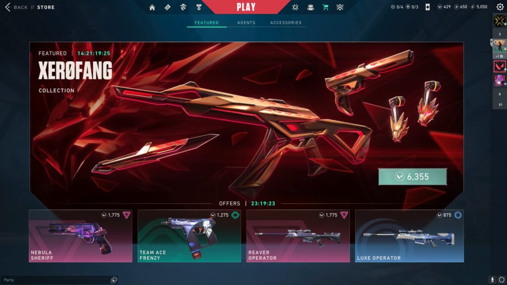 The XERØFANG bundle as the featured collection in the VALORANT Shop.