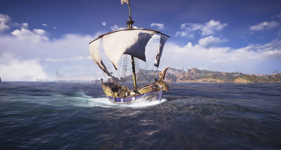 A Barge sailing the ocean in Skull and Bones.