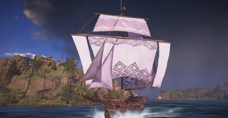 A Cutter ship sailing the ocean in Skull and Bones.