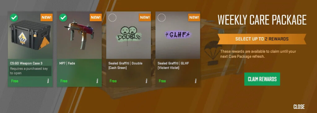 Weekly Rewards - How to get CS2 Cases