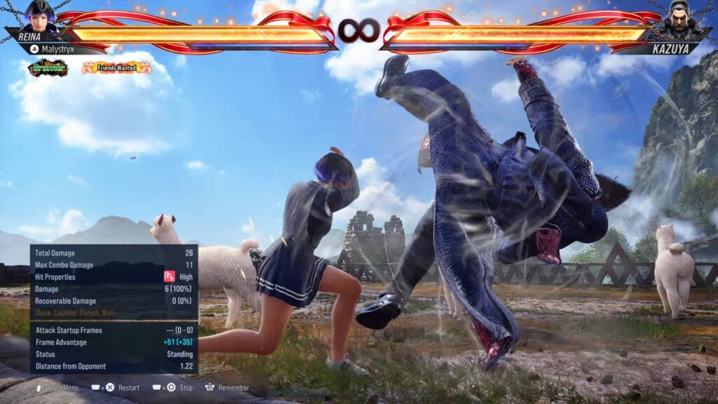 Reina performing a low parry in Tekken 8