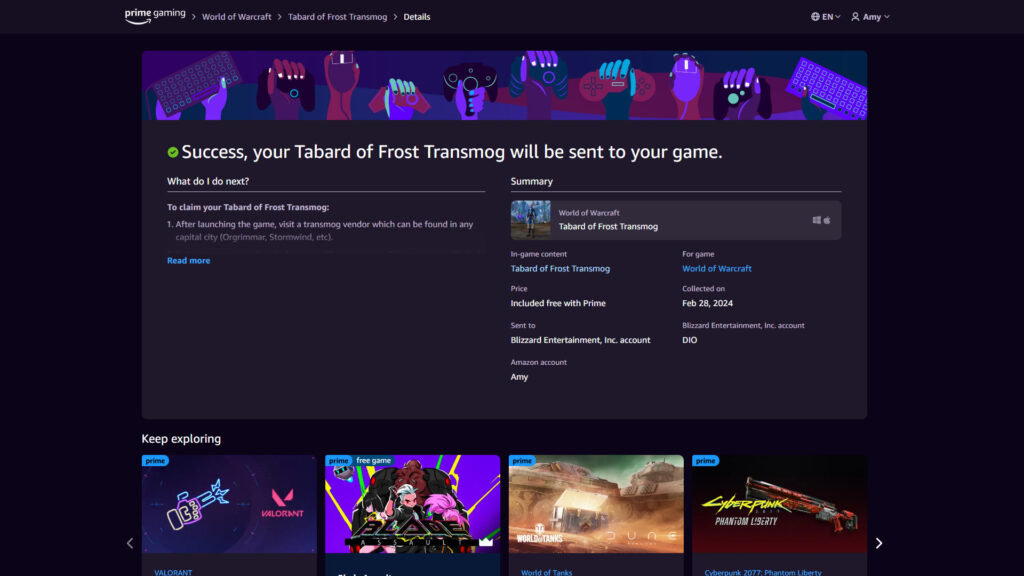 Claiming the free Tabard of Frost 