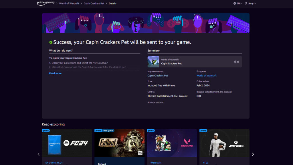 Claiming the WoW Cap'n Crackers pet