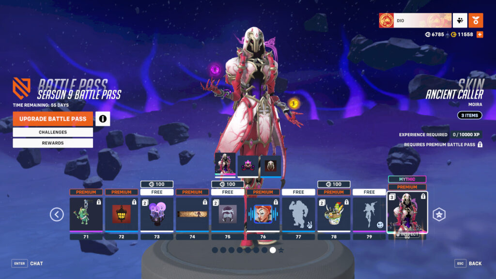 Mythic Moira skin in the Overwatch 2 Season 9 Battle Pass