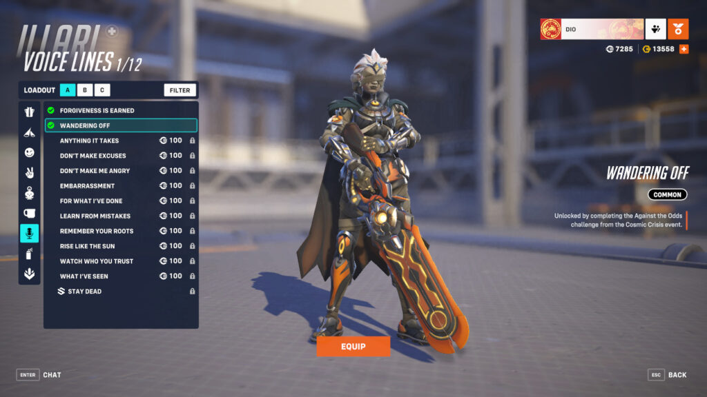 Wandering Off Illari voice line reward