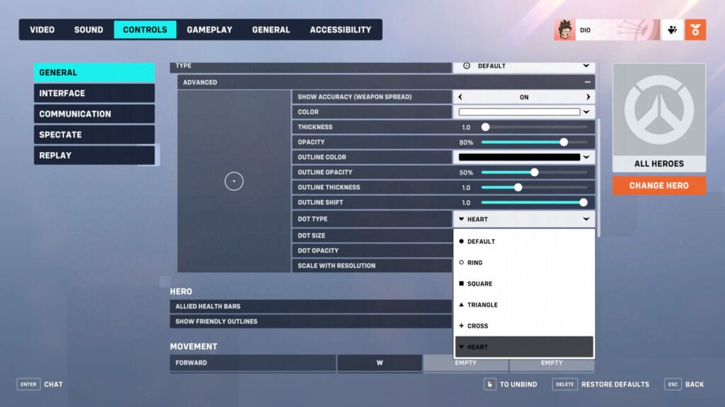 How to get the heart crosshair in Overwatch 2
