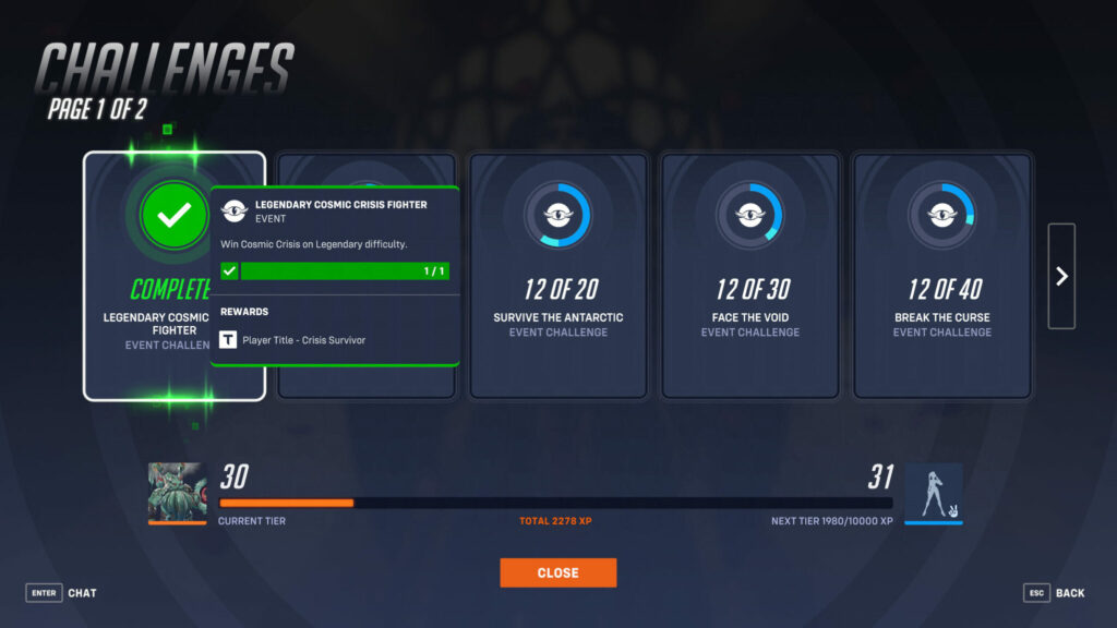 Completing the Overwatch 2 Cosmic Crisis challenges