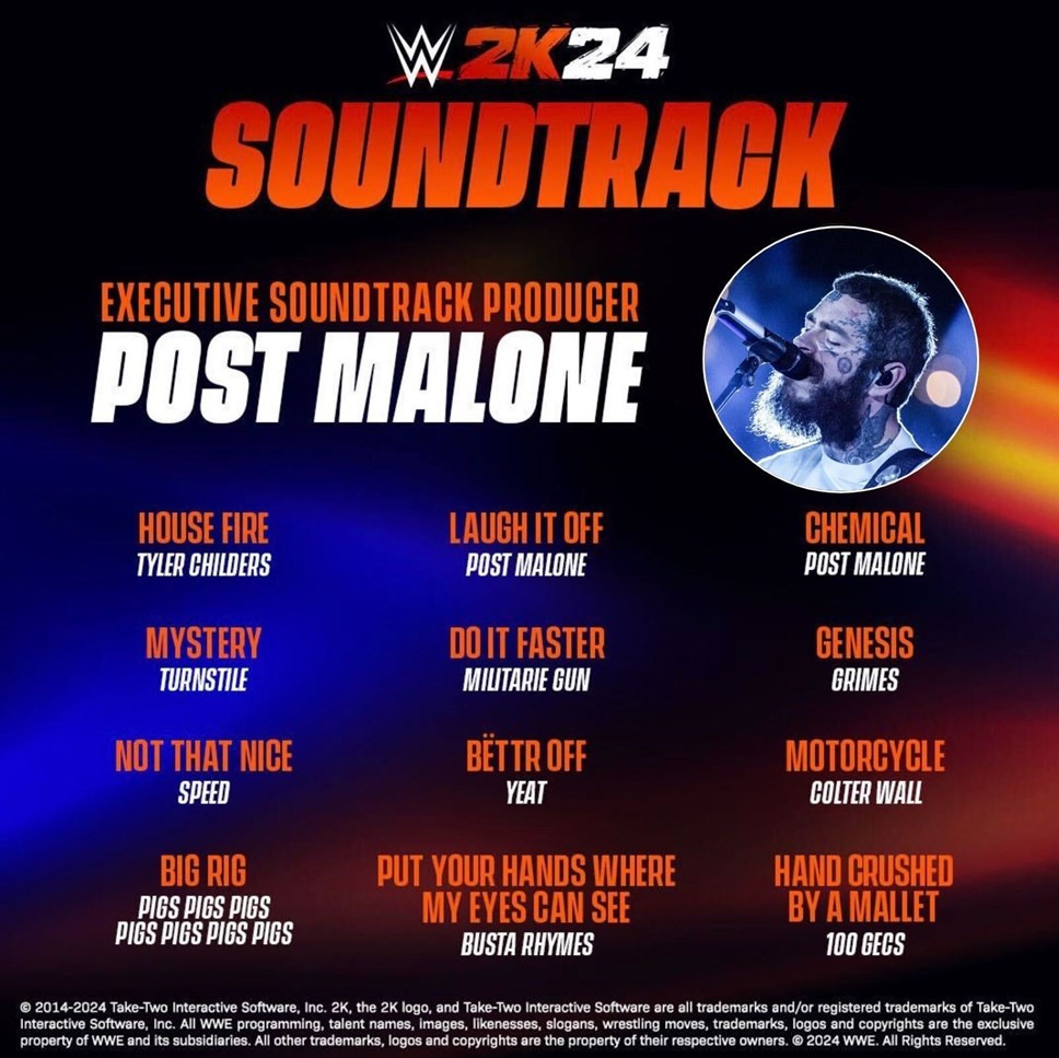 When he isn't buying the most expensive MTG card ever, it appears Post Malone is also joining the WWE 2K24 roster. Here's the info.