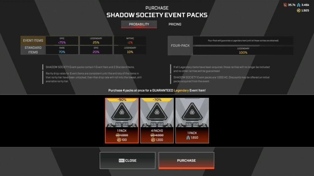 Shadow Society Event packs